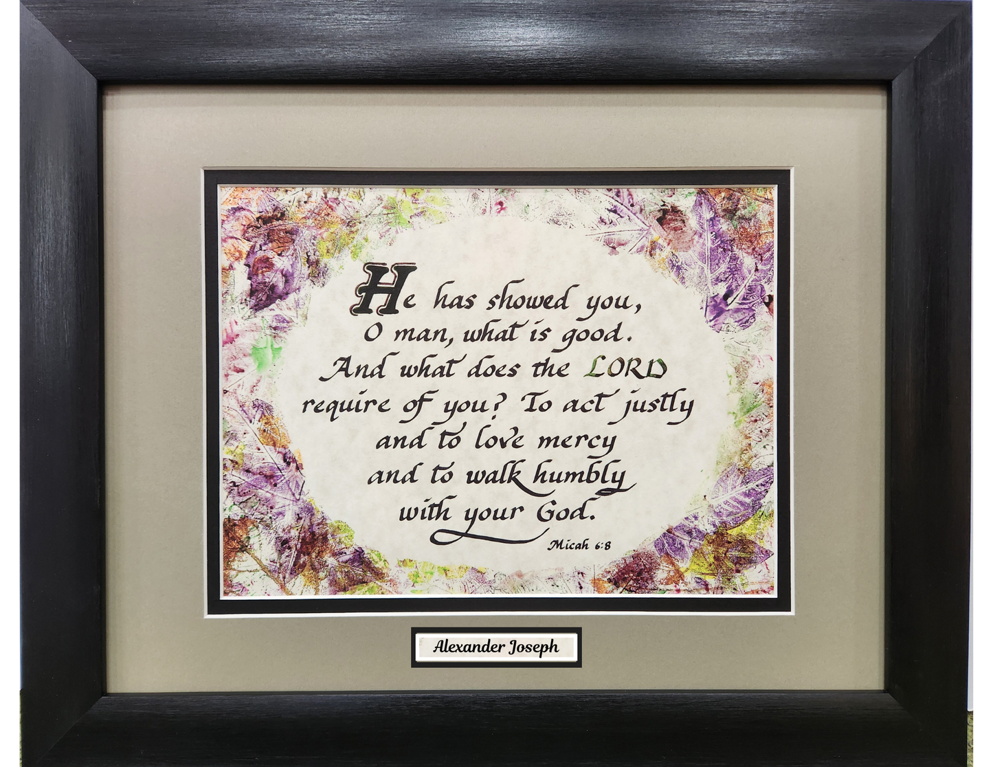 Micah 6:8 Scripture Verse custom framed and matted picture