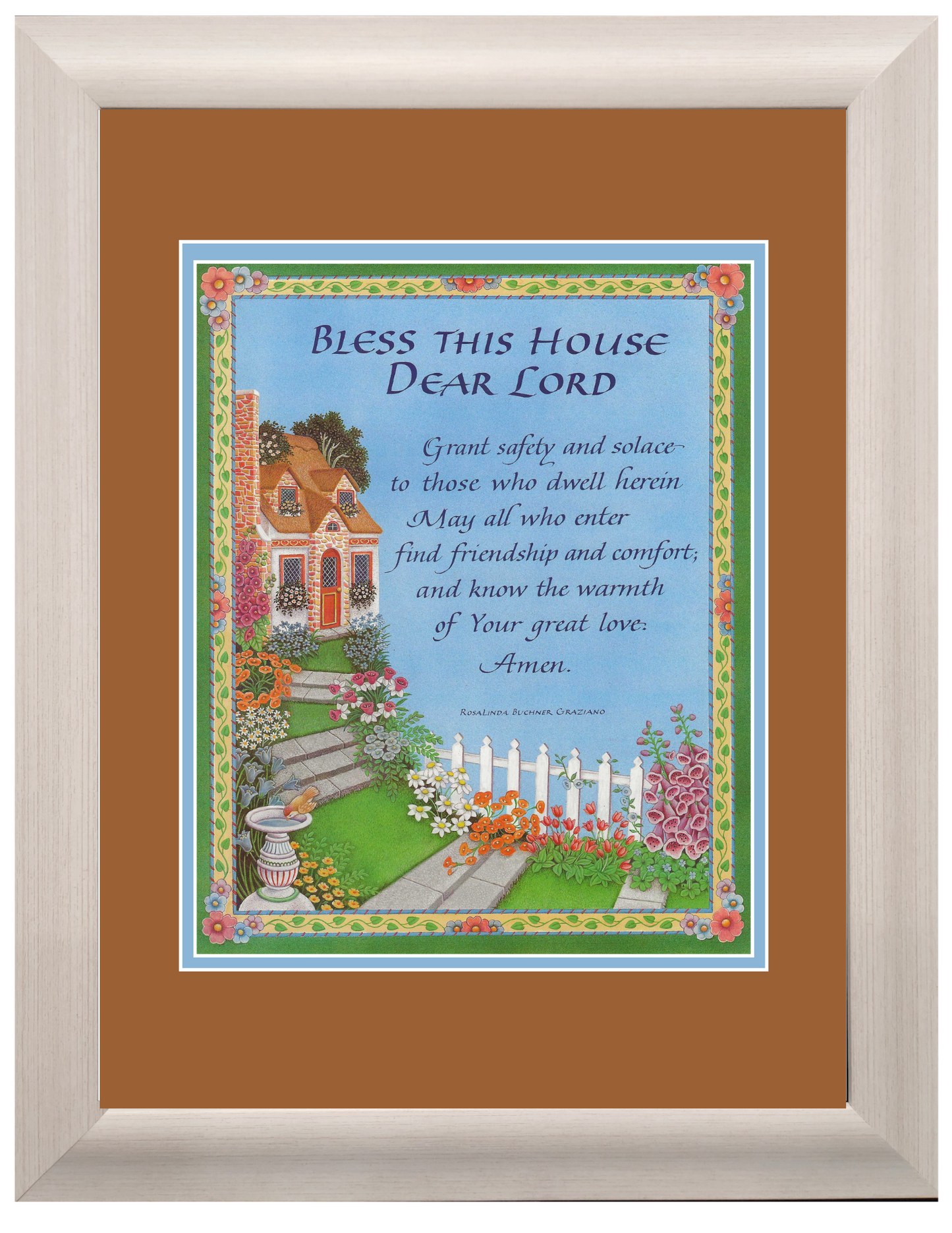 House Blessing custom framed picture with option to personalize with a family name.