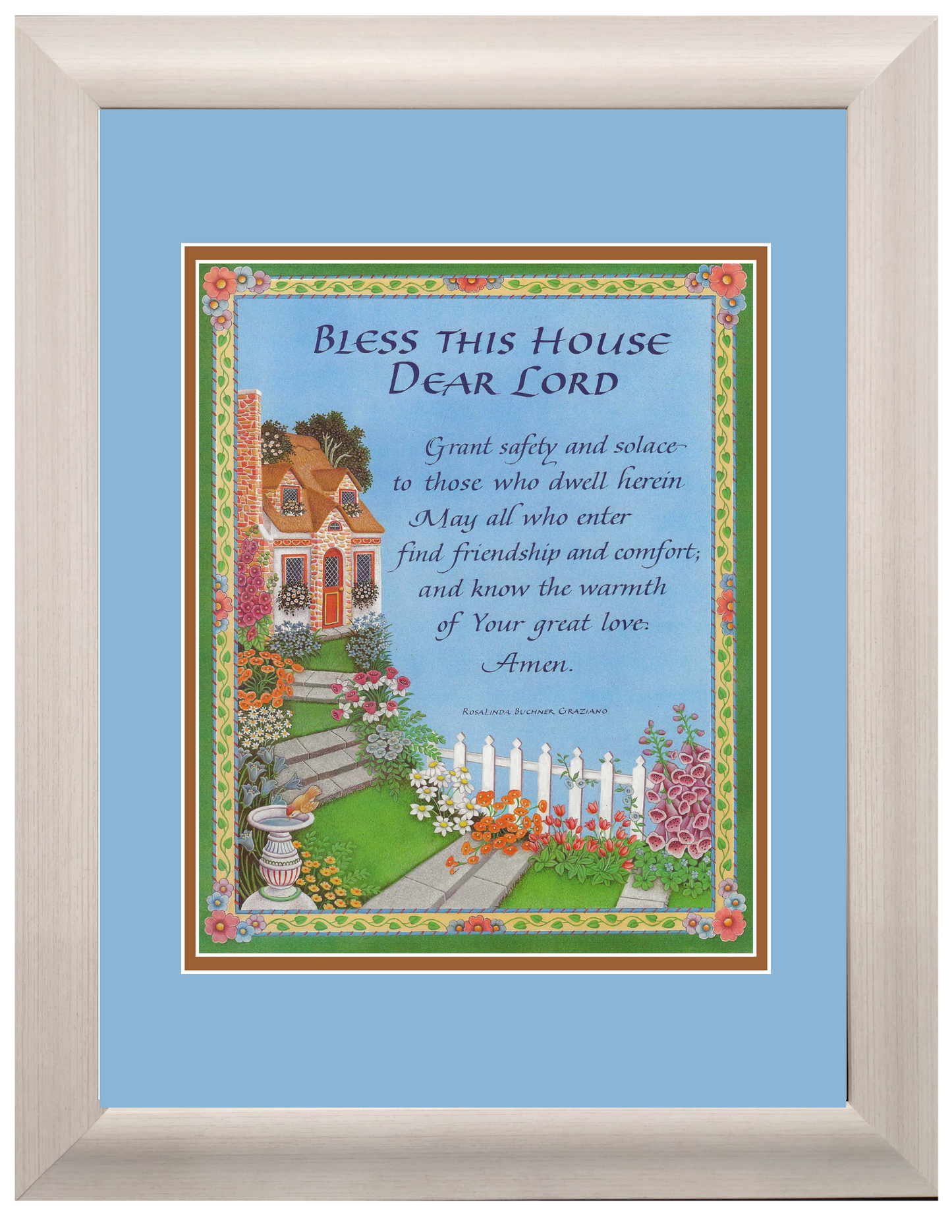 House Blessing custom framed picture with option to personalize with a family name.
