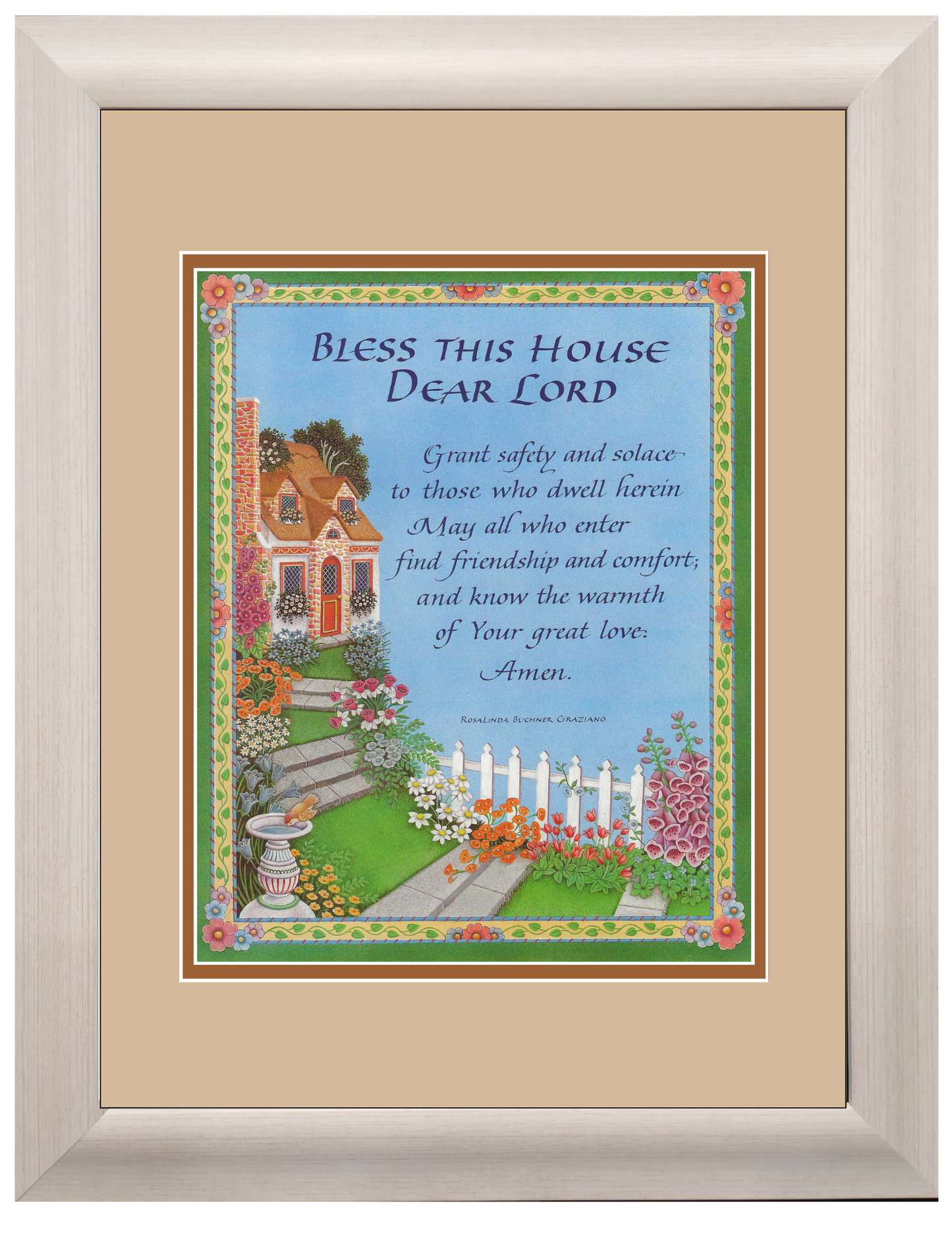 House Blessing custom framed picture with option to personalize with a family name.