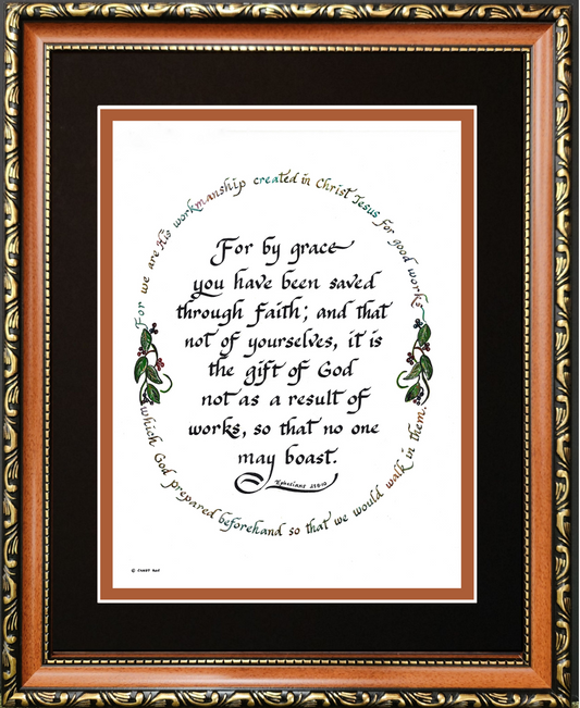 Ephesians 2 8:10 Scripture Verse custom framed and matted picture