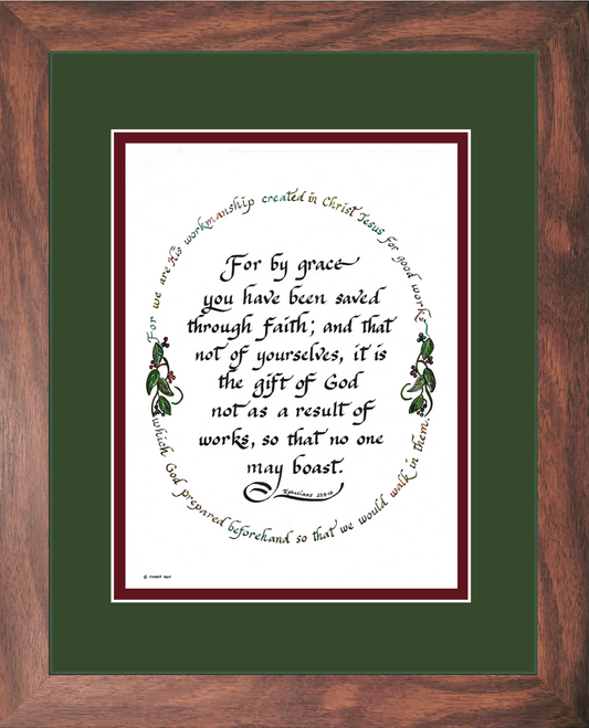 Ephesians 2 8:10 Scripture Verse custom framed and matted picture