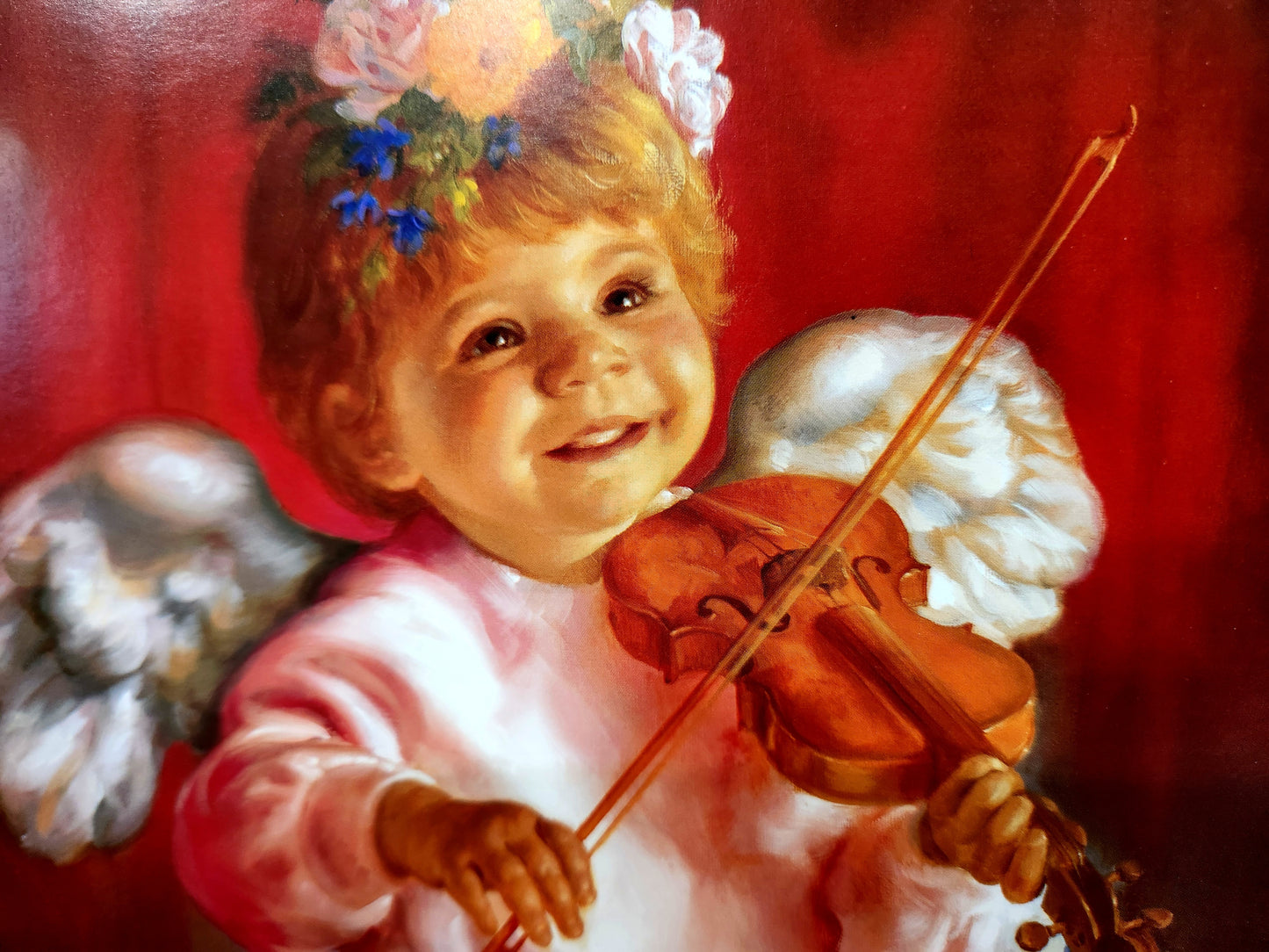 Angel Baby playing violin framed print