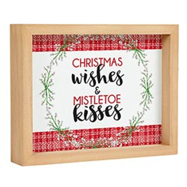 Christmas Wishes and Mistletoe Kisses box sign