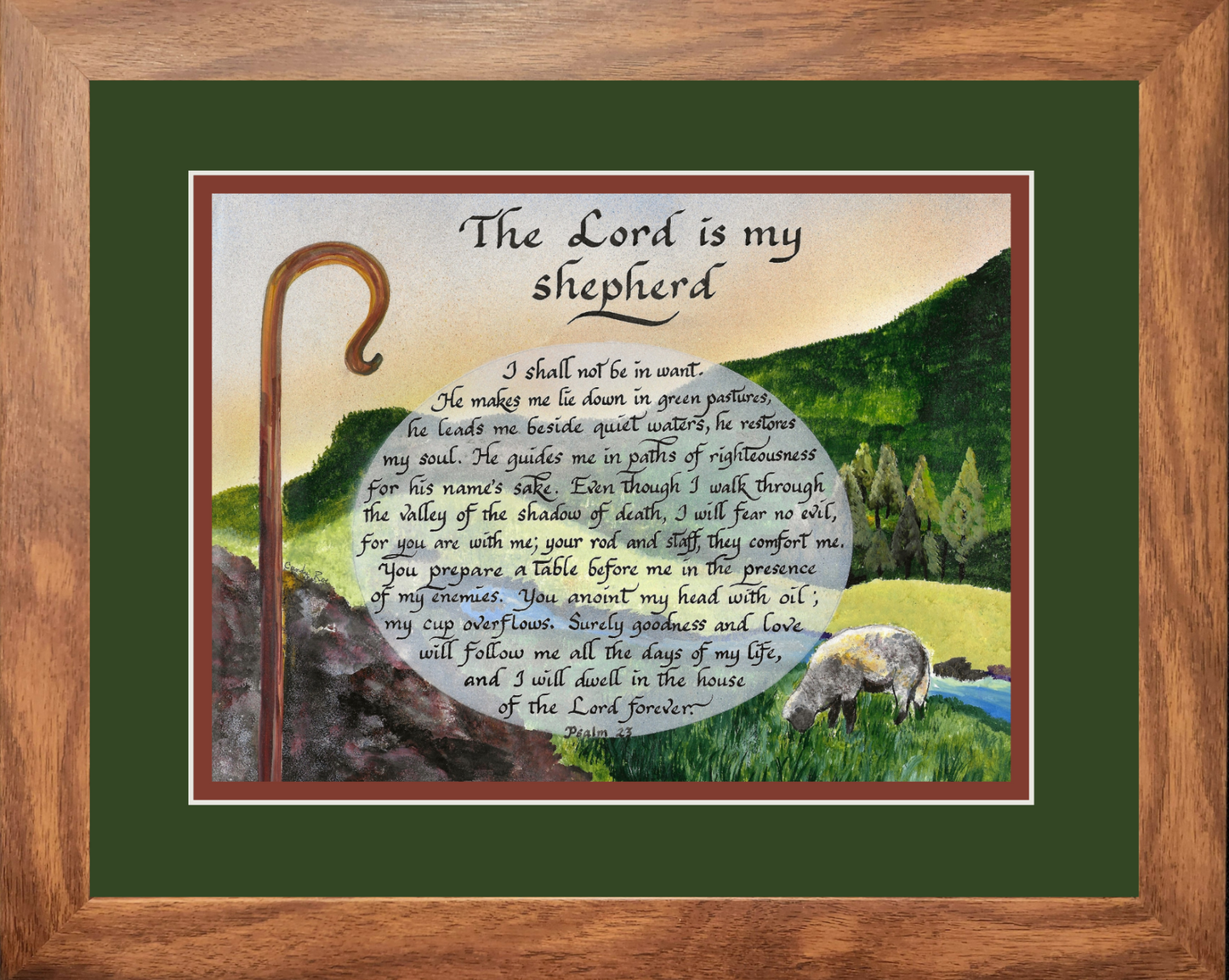 The Lord is my Shepherd framed calligraphy and art print