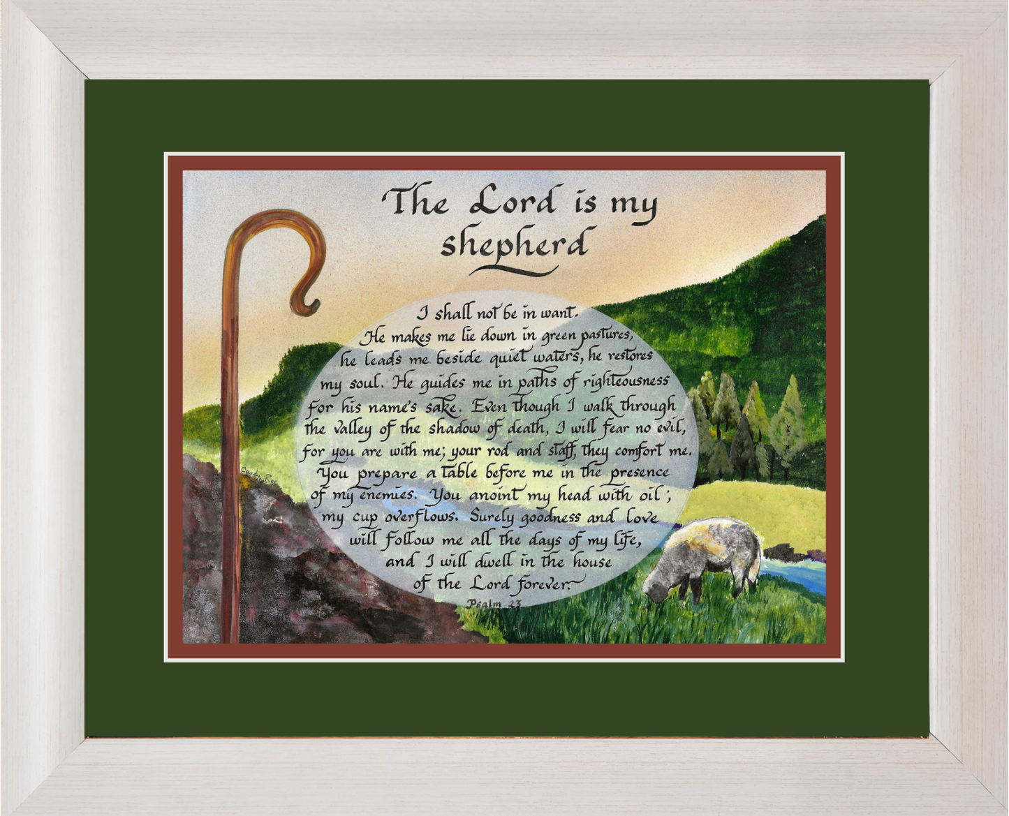 The Lord is my Shepherd framed calligraphy and art print