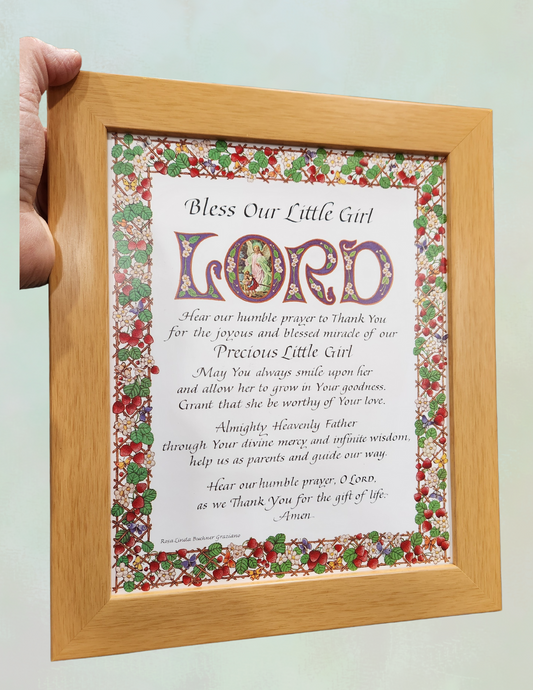 Bless our little girl framed prayer