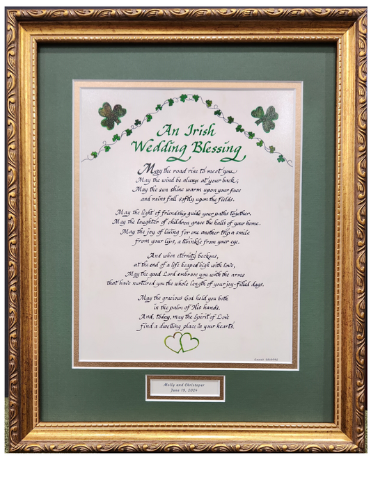 Irish Wedding Blessing personalized custom matted and framed Wedding gift