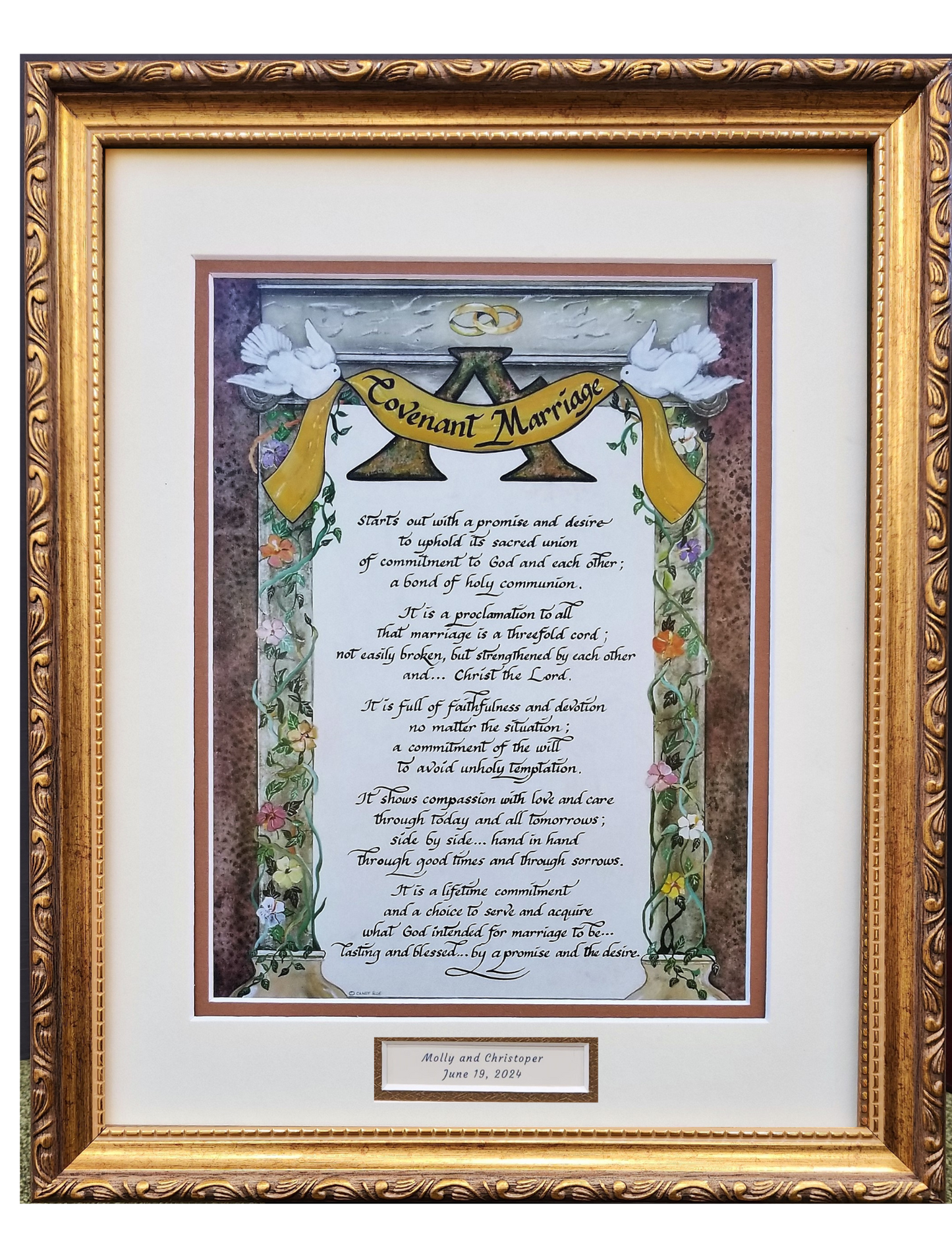 A Covenant Marriage Poem framed and matted picture