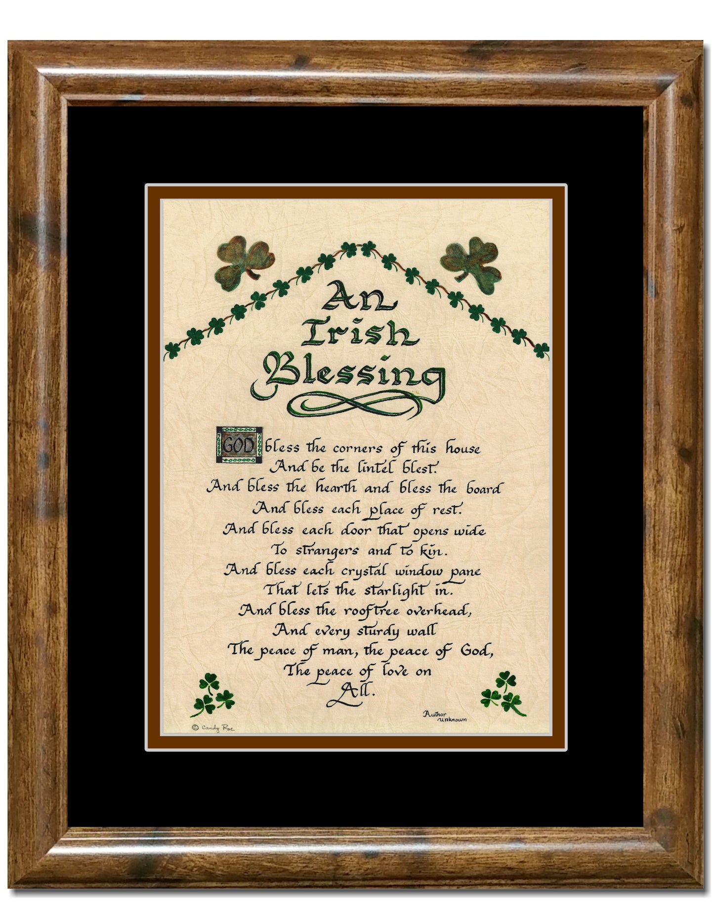 An Irish Blessing Poem custom framed and matted with option to personalize with family name