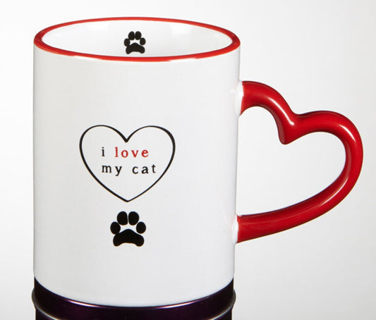 I love my cat mug with heart handle