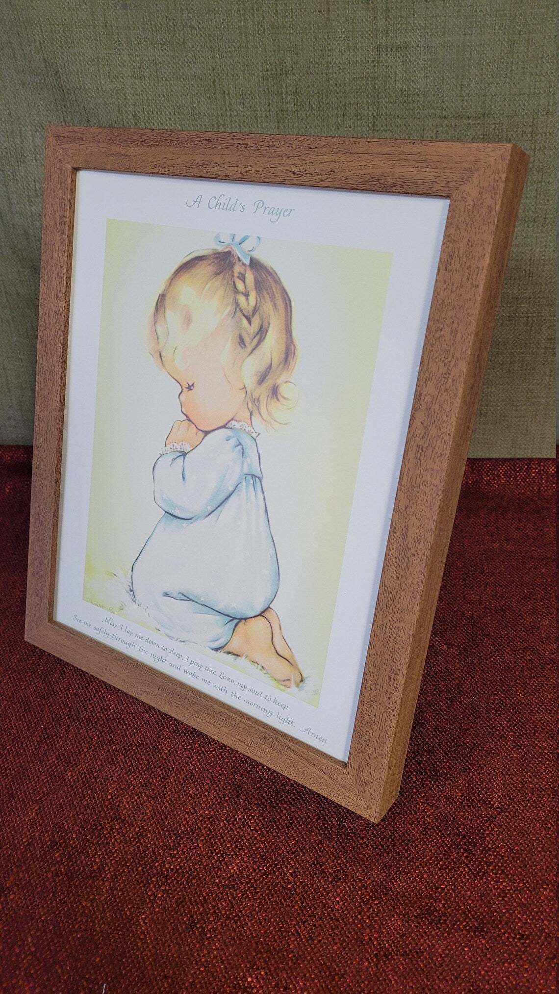 A Childs Prayer Vintage framed print Now I lay me down to sleep prayer