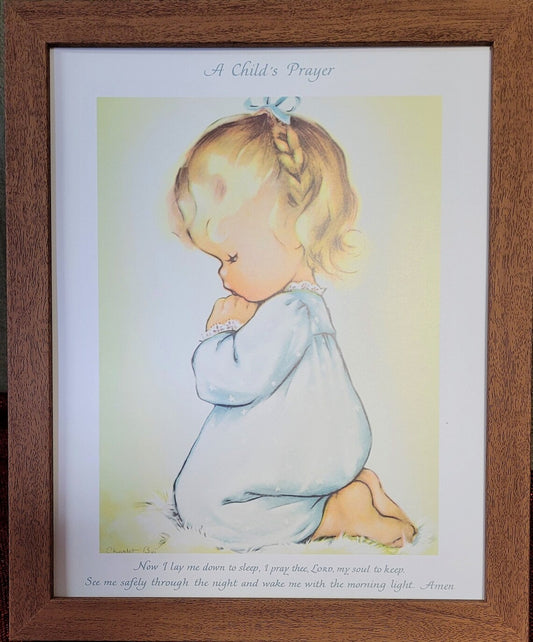 A Childs Prayer Vintage framed print Now I lay me down to sleep prayer