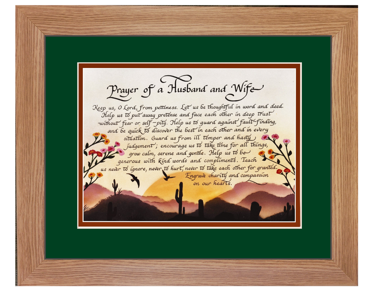 Prayer of a Husband and Wife custom framed poem for Wedding or Anniversary