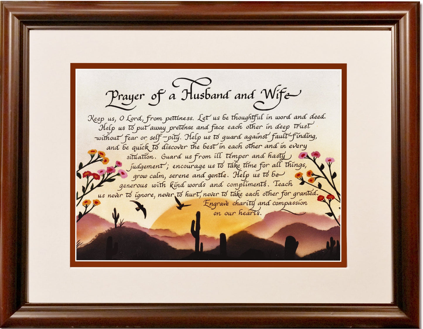 Prayer of a Husband and Wife custom framed poem for Wedding or Anniversary