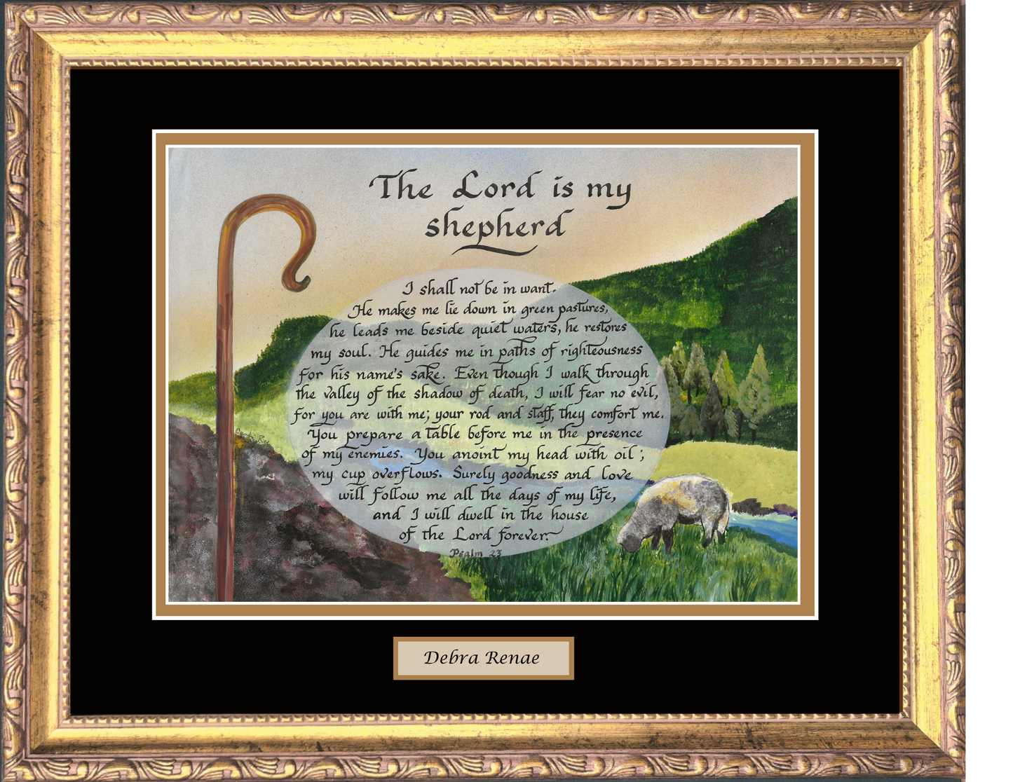 The Lord is my Shepherd framed calligraphy and art print