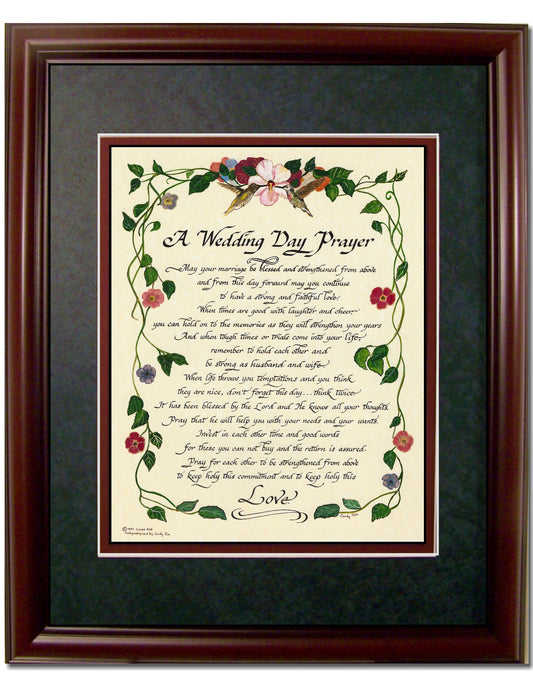 A Wedding Day Prayer custom framed with option to personalize picture