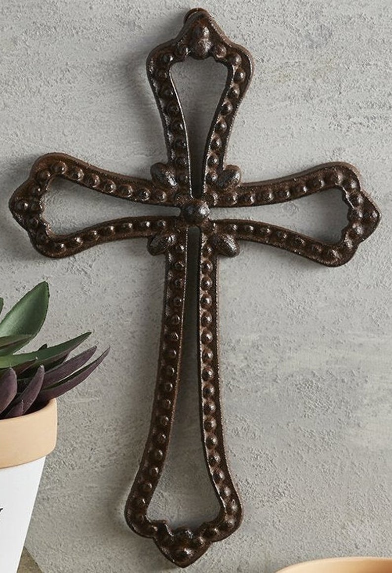 Rustic cast iron wall cross